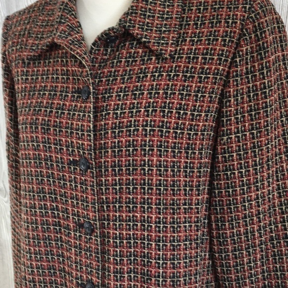 Vintage Alfred Dunner Womens Fall Blazer Jacket Size 14 Brown Red - Picture 4 of 8